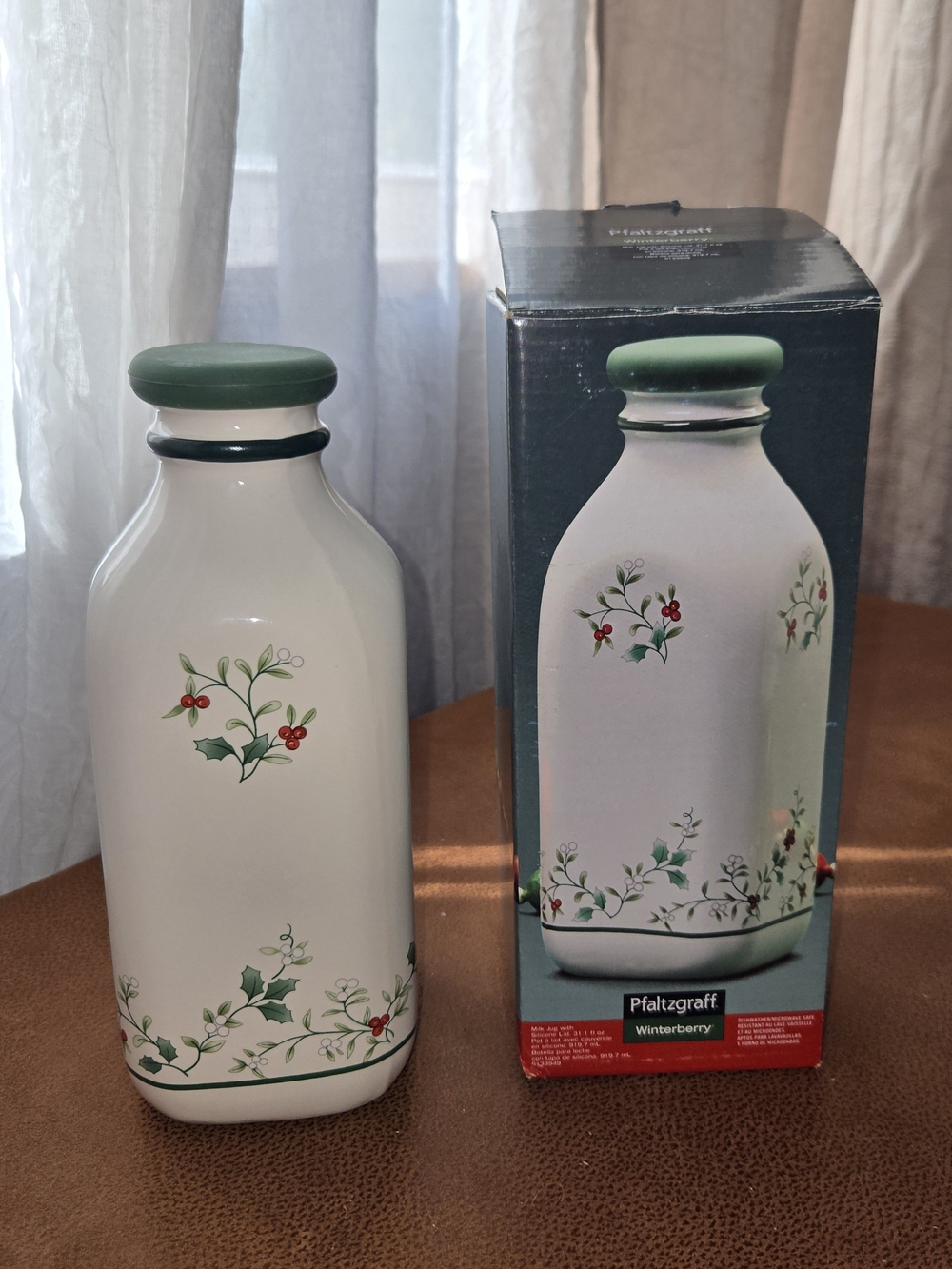 Vintage Pfaltzgraff Winterberry 9" Milk Bottle Jug with Lid & Original Box